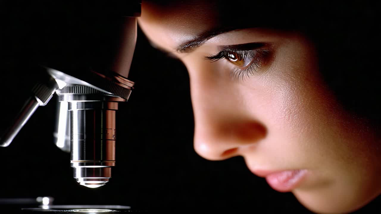 Focused Observation: A Person Engaged in Scientific Inquiry Through a Microscope, Highlighting the Intricacies of Research and Attention to Detail