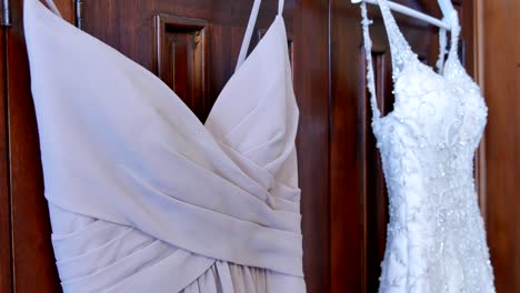 wide shot of  bride - bridemaid wedding dress