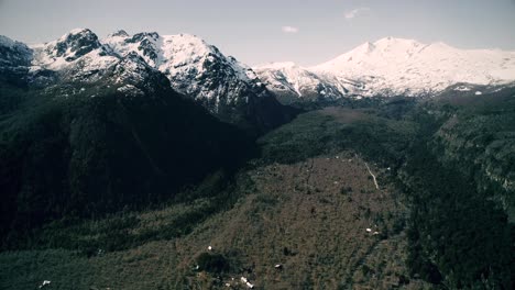 slow motion, drone footage in 120 fps slog-2 in the mointains city chillan in chile