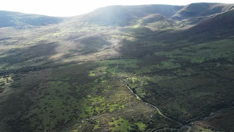 comeraghs waterford ireland flying over the mountains at sunset on a summer evening