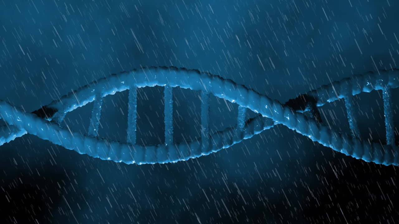 animación de la cadena de adn girando sobre un fondo oscuro