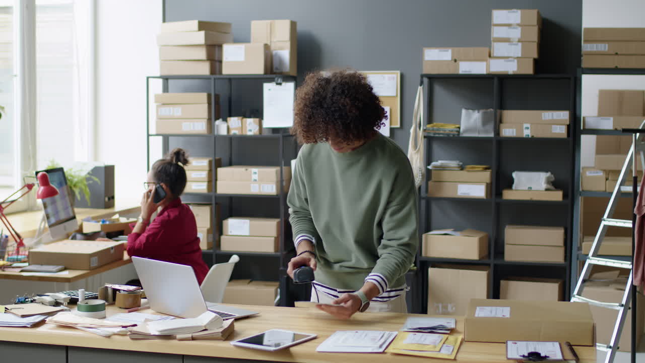 Office workers in a shipping business