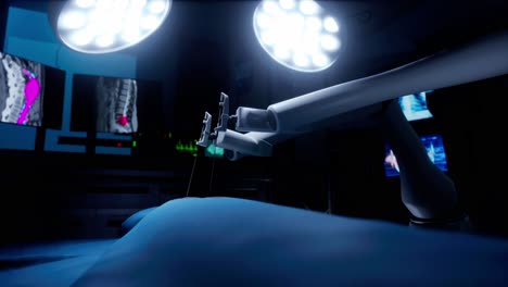 robotic surgery in an operating room