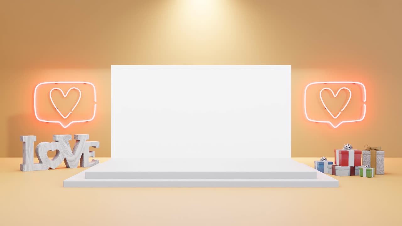 사랑 테마의 프레젠테이션 무대 노란색 배경 모 ⁇