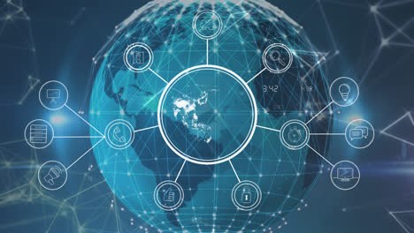 Animation-of-globe-spinning-with-net-of-connections-and-technological-icons