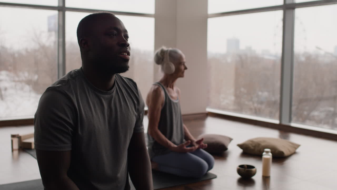Yoga class with diverse participants