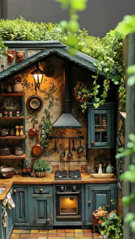 charming rustic kitchen with greenery in a cozy setting