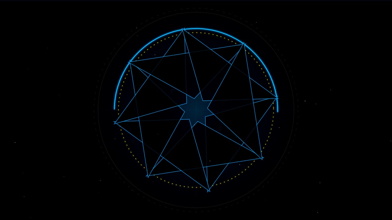 Abstract Geometric Star Animation with Rotating Digital Elements