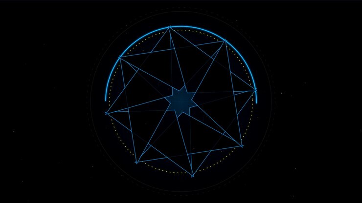 Abstract Geometric Star Animation with Rotating Digital Elements