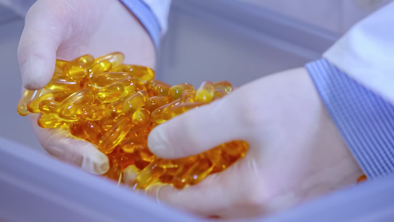 yellow drug pills for Coronavirus pandemic treatment in a container. Close-up