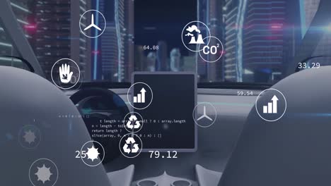 Animation-of-icons-and-data-processing-over-car-interior