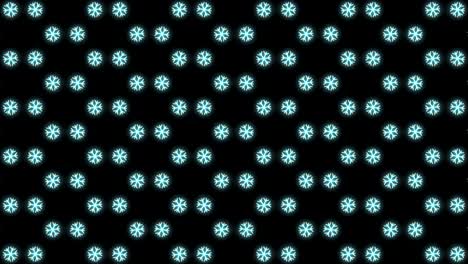 fondo de patrón navideño de neón de copo de nieve en animación de bucle blanco y negro