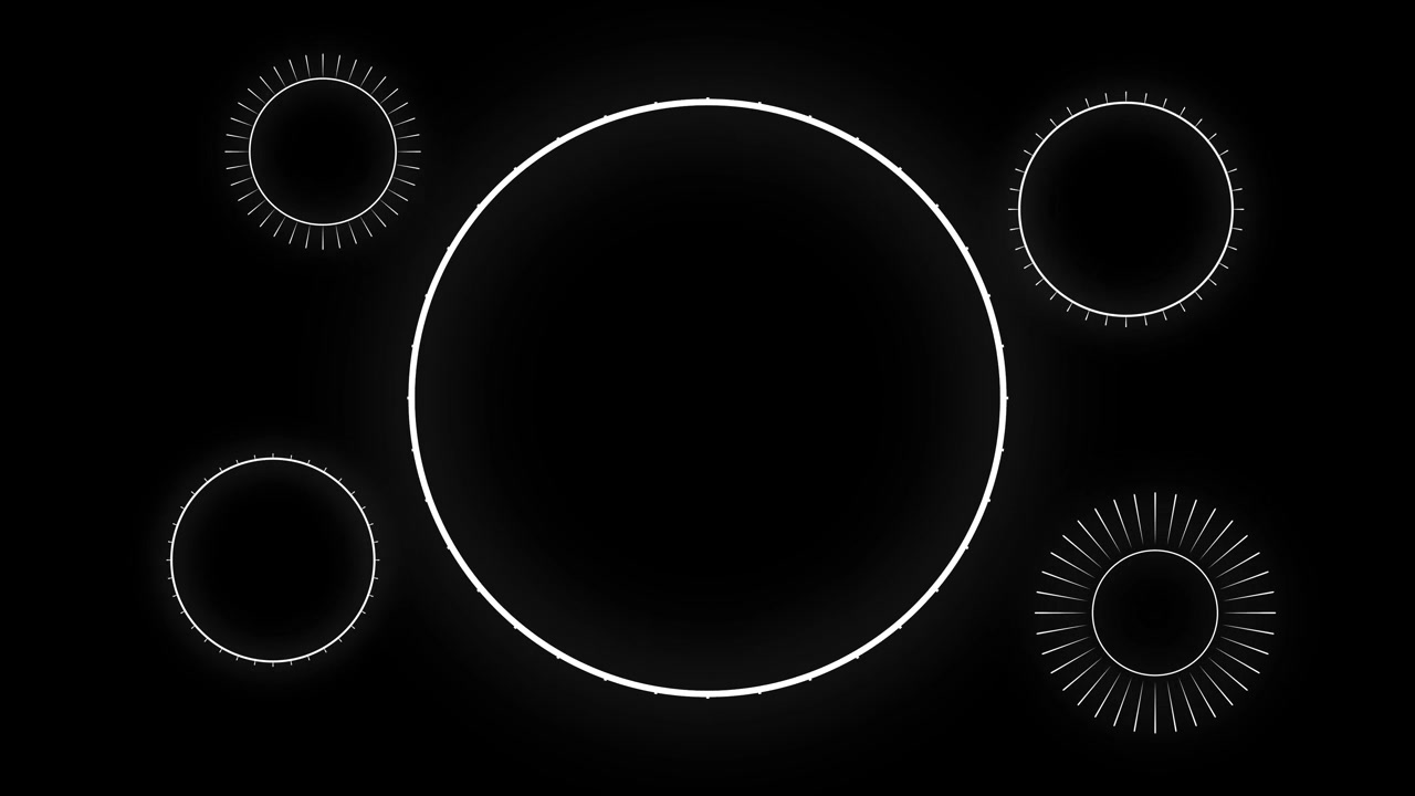 黒い背景に脈動する白い円が描かれた抽象的なモーショングラフィックス