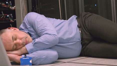 technician napping in server room