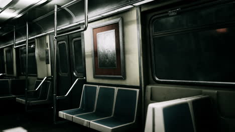 vagón de metro vacío usando el sistema de transporte público de la ciudad de nueva york