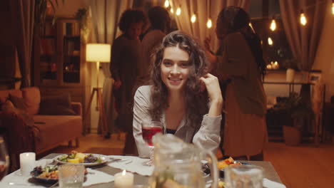 beautiful woman at dining table