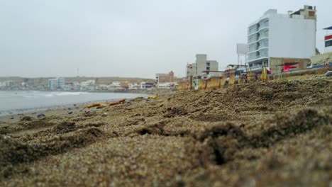 Close-Up-of-Sand-with-a-Slow-Tilt-Up-Angle-of-the-El-Chaco-Beach-Along-the-Paracas-Desert-in-Peru