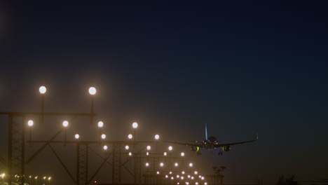 airplane landing at night