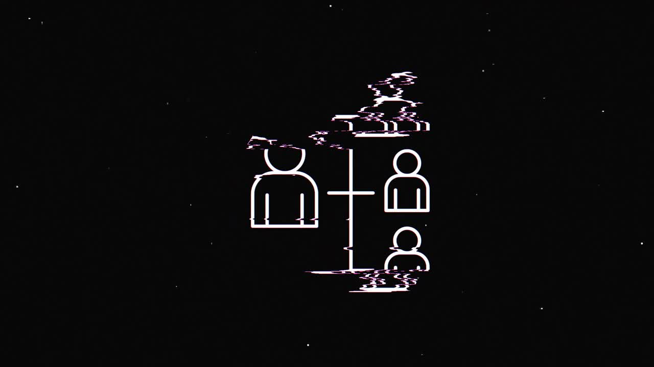 디지털 오래된 tv 스크린의 홀로그램 상징, 없는 루프 고장 애니메이션, 심장, 역동적인 레트로 및 즐거운, 다채롭고 빈티지 비디오 영상.