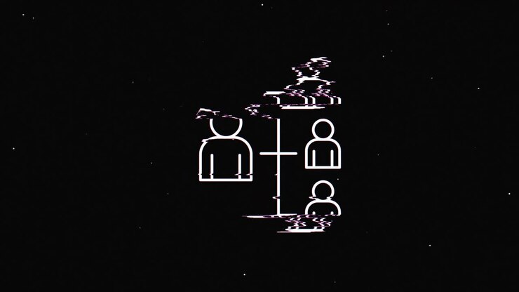 Line referral program hud holographic symbol on digital old tv screen seamless loop glitch animation. Hearts. Dynamic retro and joyful. Colorful and vintage video footage.