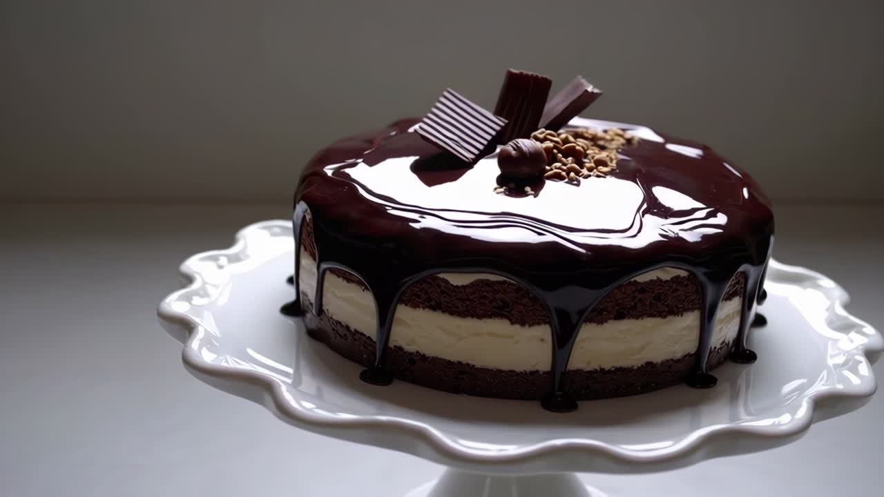 Sontuosa torta a strati al cioccolato con ganache