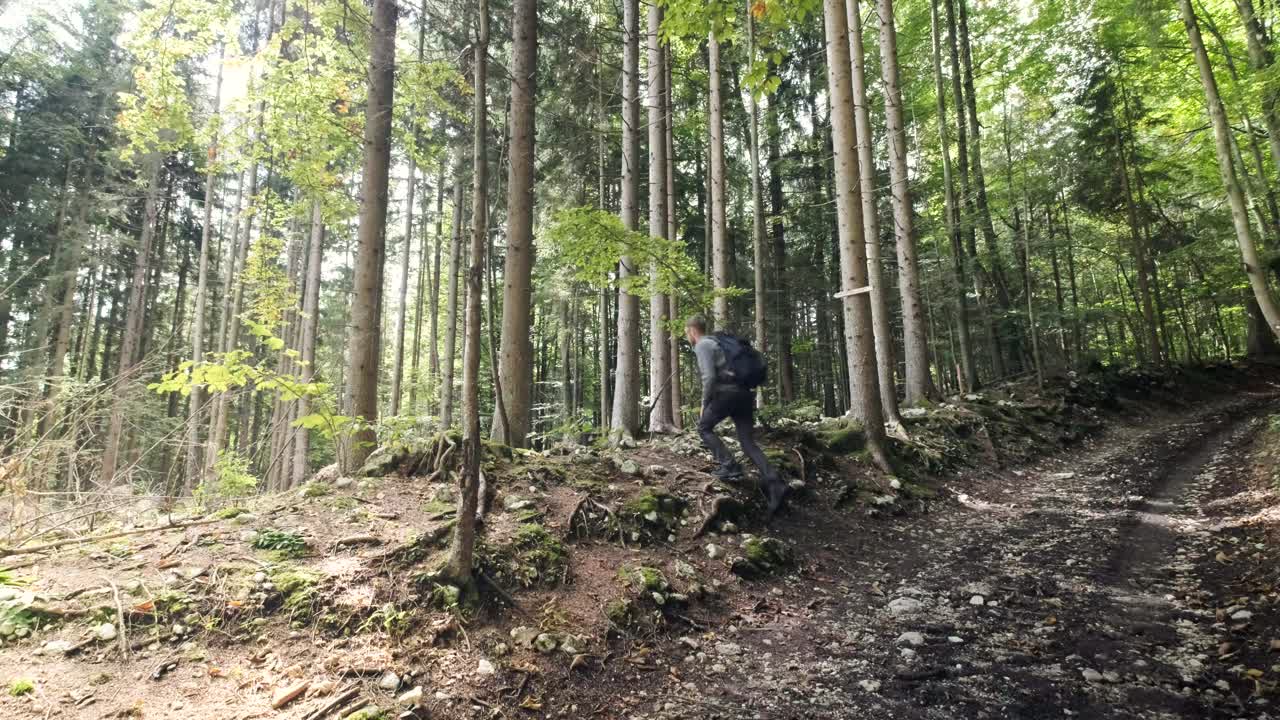 hombre caminando por el desfiladero de pokljuka en eslovenia durante la primavera en el parque nacional triglav-2