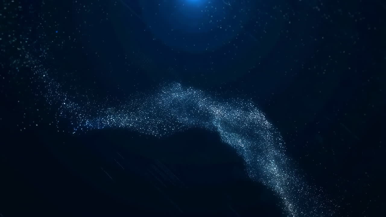 Abstract Blue Glowing Particles Wave Background