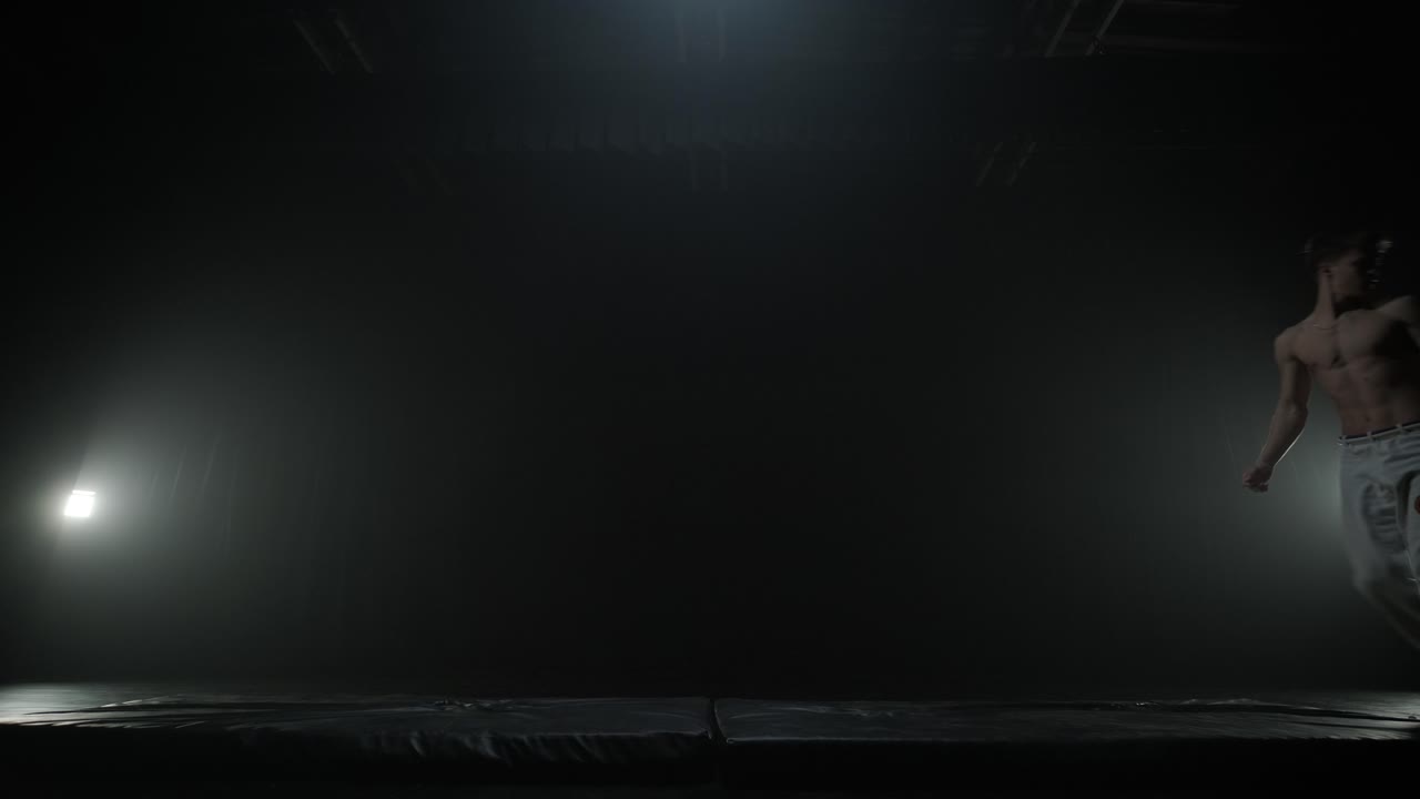 luchadores de capoeira realizando movimientos dinámicos en el escenario. artes marciales, danza y acrobacias en acción. atletas de pecho desnudo mostrando fuerza, flexibilidad y técnica bajo los reflectores