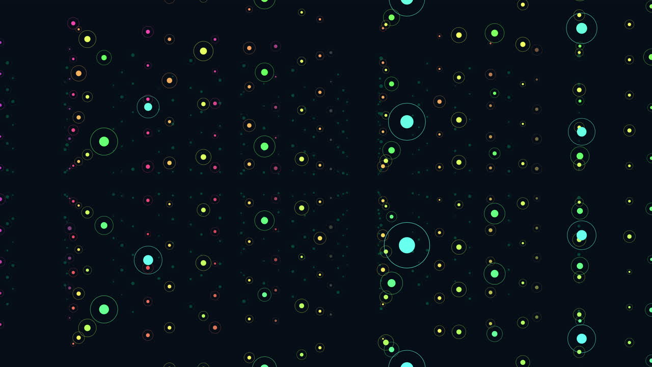 An abstract arrangement of circles in various sizes and colors overlapping on a dark background, potentially suitable as a modern and vibrant web or app background