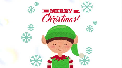 happy merry christmas card with little elf character