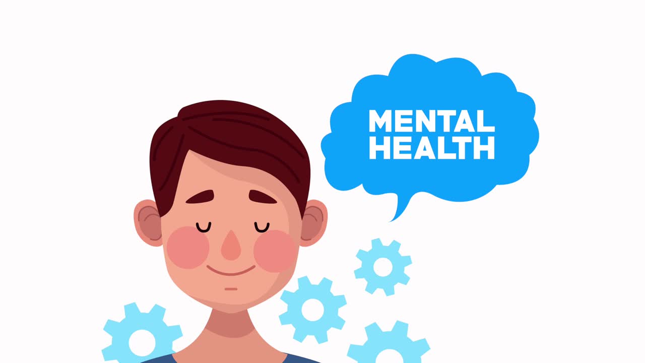 정신 건강 애니메이션 - 젊은이가 말하고 기어