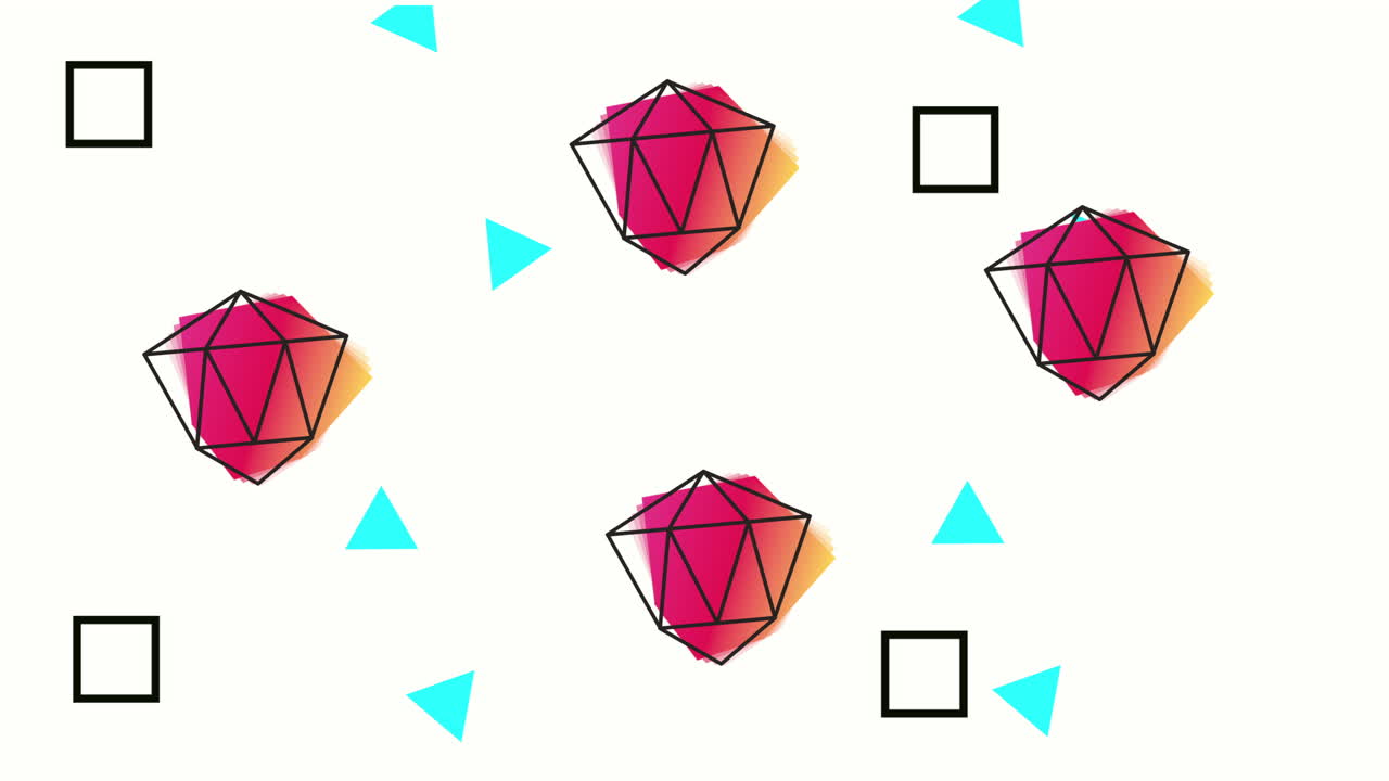 색 배경 애니메이션에서 색상과 기하학적 그림