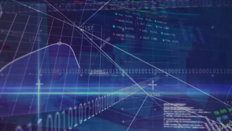 animación del procesamiento de datos financieros sobre archivos de oficina de documentos