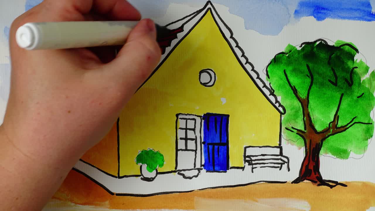 Desenhar elementos da casa. Time-lapse