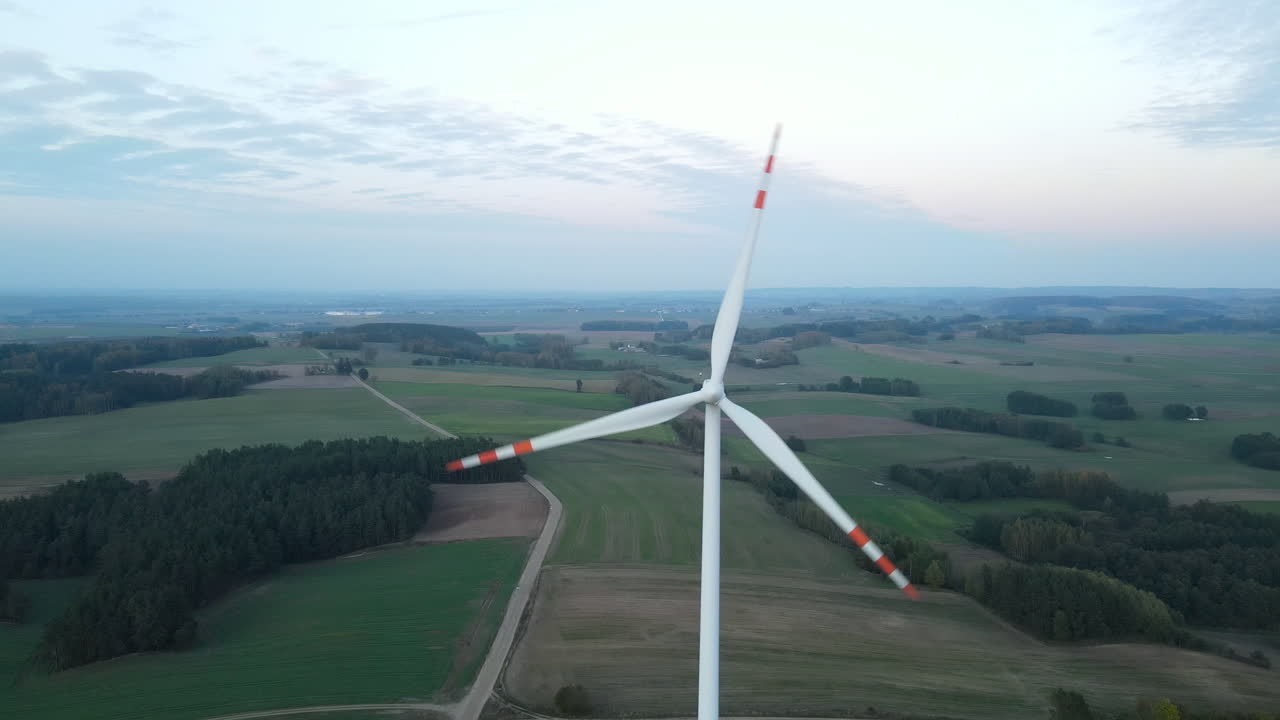 Farm Landscape With Windmill In Lubawa, Poland - Aerial Drone Shot