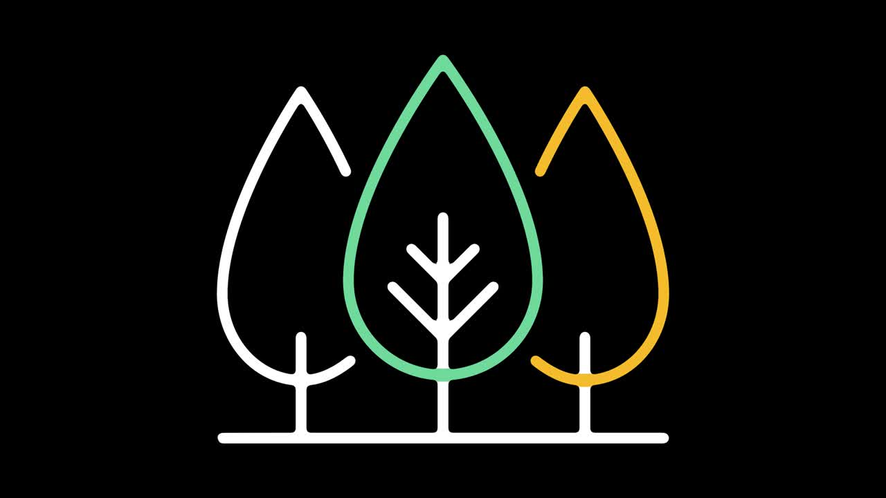 animación del icono de la línea de plantación de árboles con alfa