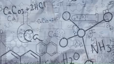 animation of chemical formulas on grey background