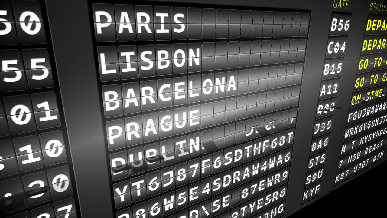 유럽 도시에 대한 출발 보드