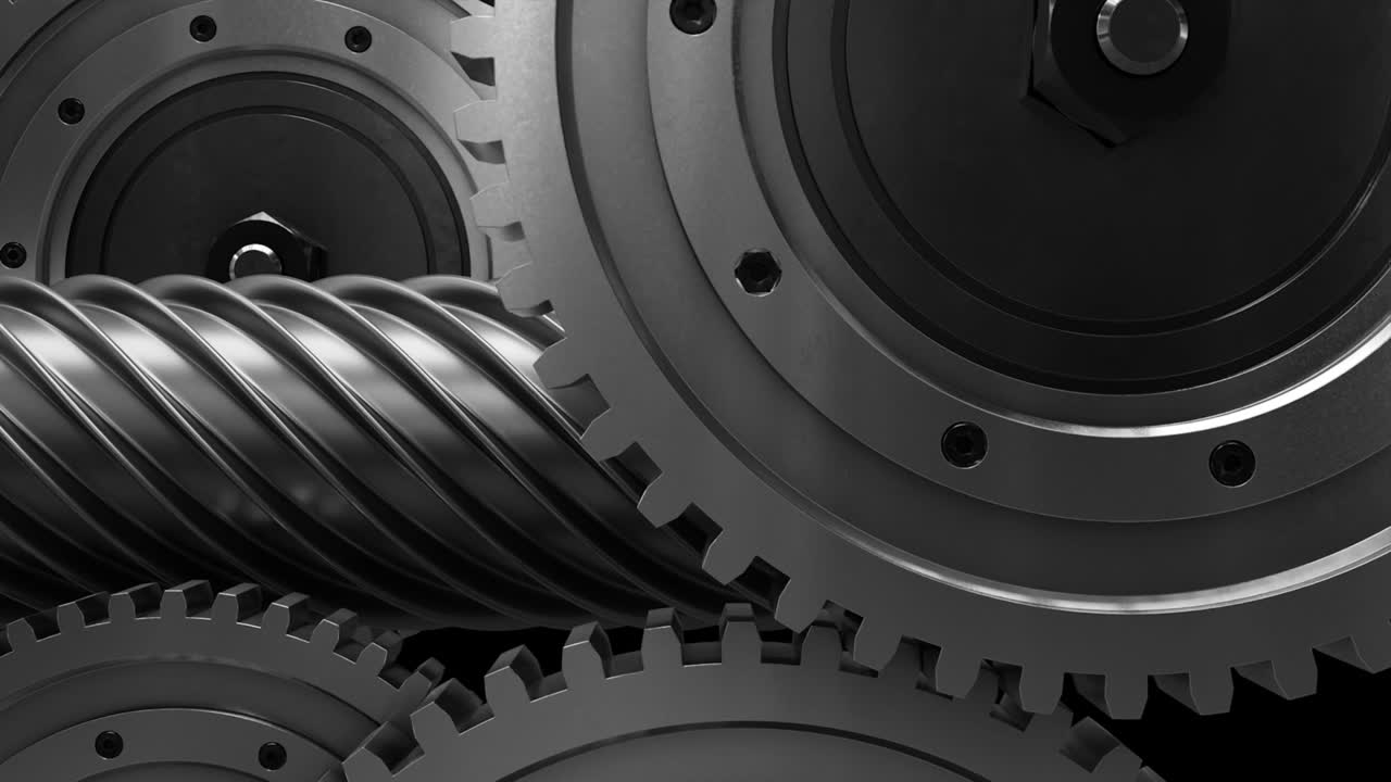 Industrial video background with gears. 3d animation.