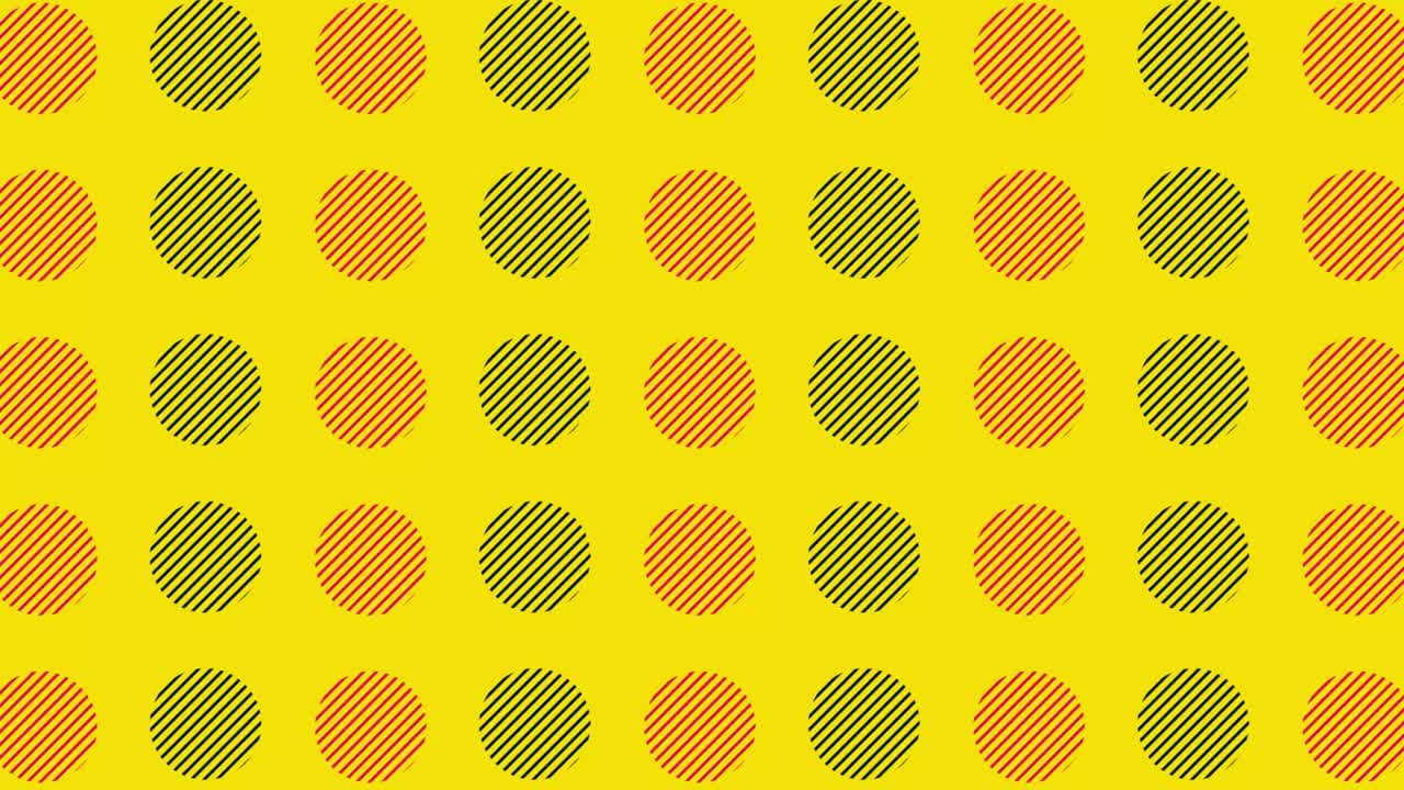 레트로 추상 80s 90s 디자인 패턴 배경, 다양한 빈티지 색상의 기하학적 모양을 가진 멤피스 스타일, 원활한 팝 아트 디자인, 4k 비디오 모션