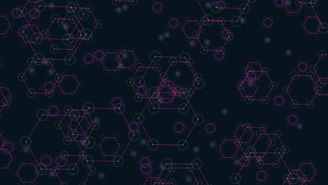 cuadrícula hexagonal interconectada con esquema de colores púrpura y verde