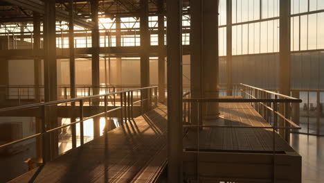 golden hour light in modern industrial architecture