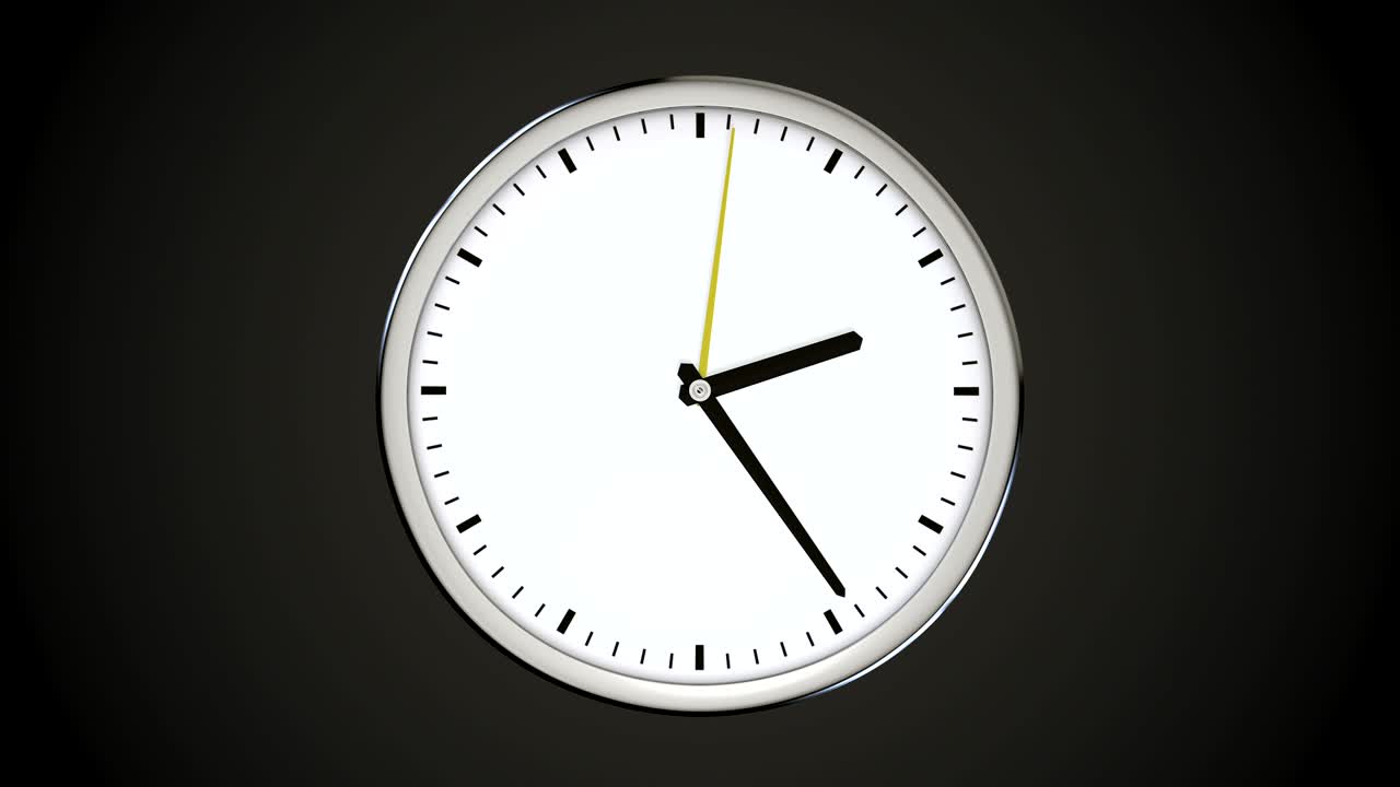 reloj giratorio sin números en fondo oscuro.