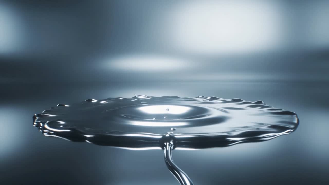 Forming as drop colliding, liquid disc spreading then retracting, droplets forming on rim in studio