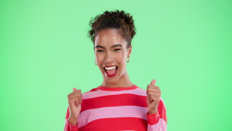 excited woman giving thumbs up
