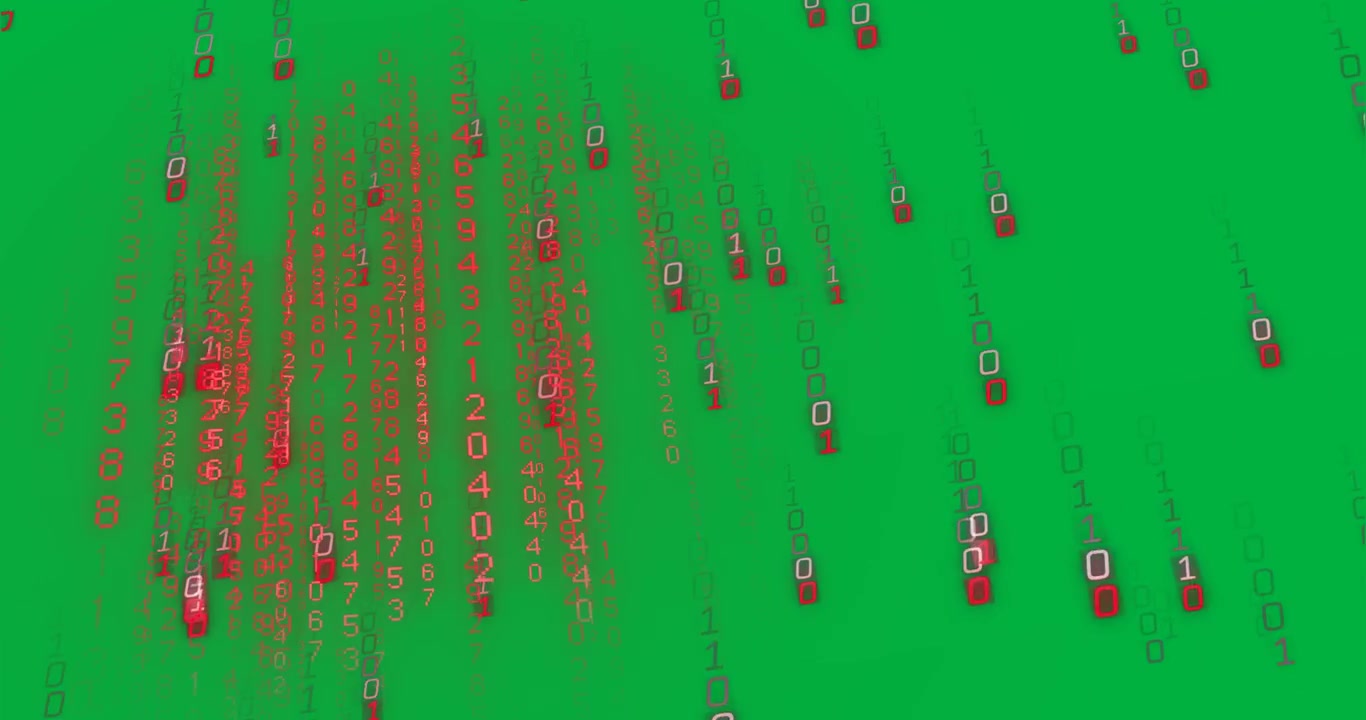 Animation of binary coding data processing over black background