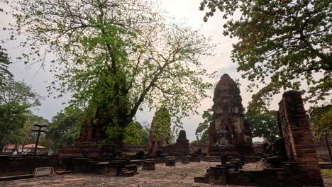 slow panoramic view of historic temple ruins