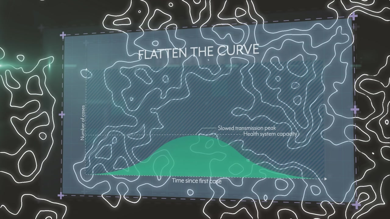 Animation of graph over isohypses on black background