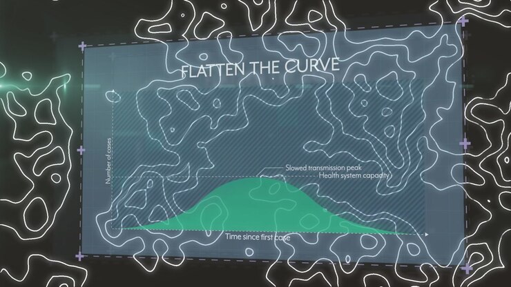 Animation of graph over isohypses on black background