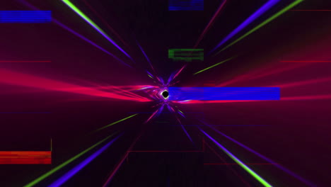 animation of flickering rectangles moving in seamless loop over light trails
